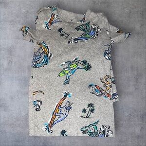 Gray Dinosaur Surfing Pajama Set with shorts